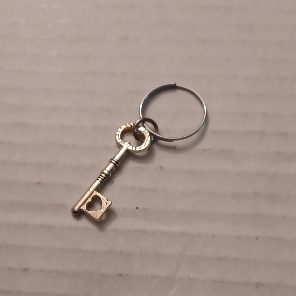 4/$30 New Silver Key Shaped Keychain (Loop Only, No Chain)